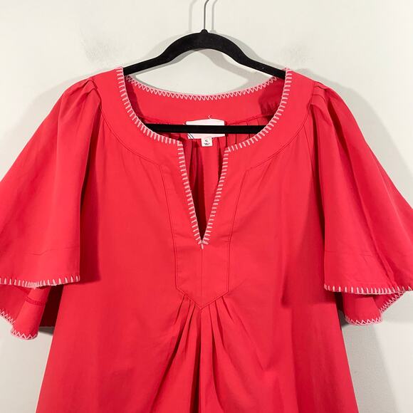 Pomander Place Tuckernuck Red Poppy Stitch Finley Flutter Sleeve Dress Size XL - Picture 10 of 10